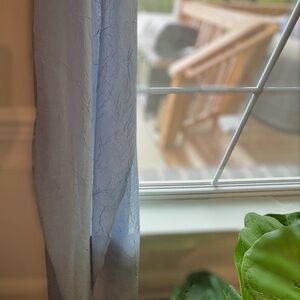 1 Pair crinkled blue sheers curtains 52X63”